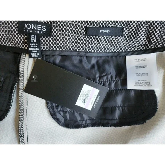 NWT Jones New York SYDNEY Womens Straight Leg Pants Sz 6 Classic Black Ivory JNY - Picture 6 of 8